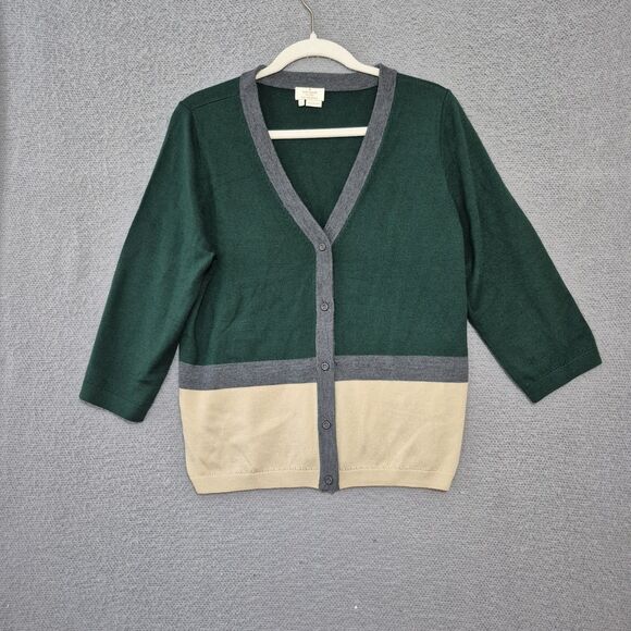 Kate Spade New York Women's Colorblock Wool Cardigan Sweater Large - Picture 1 of 8